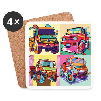 Unimog - Evolution - Warhol - Outil motorisé universel - Dessous de verre (lot de 4) - blanc - Devant