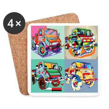 Unimog - Modern - Warhol - Outil motorisé universel - Dessous de verre (lot de 4) - blanc - Devant