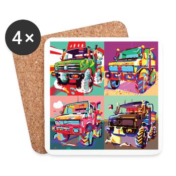 Unimog - Modern - Warhol - Outil motorisé universel - Dessous de verre (lot de 4) - blanc - Devant