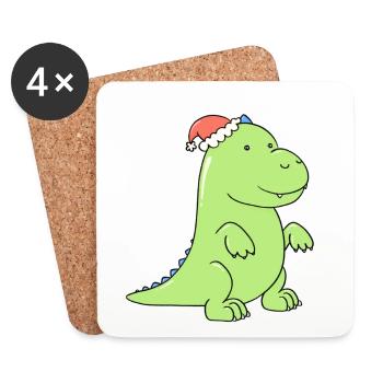 a little dinosaur is in love - Coasters (set of 4) - white - Front