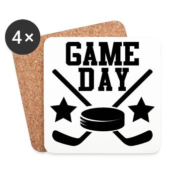 Jour de match de hockey sur glace - Dessous de verre (lot de 4) - blanc - Devant