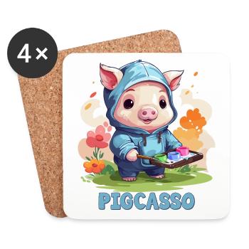 Pigcasso Funny Pig Painter Art Lover - Coasters (set of 4) - white - Front