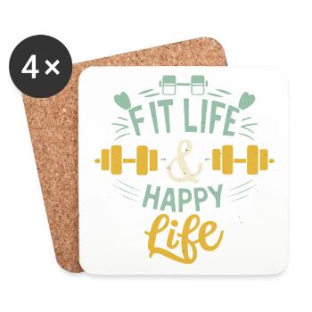Fitness life Happy Life salle de sport et design de style de vie en forme - Dessous de verre (lot de 4) - blanc - Devant