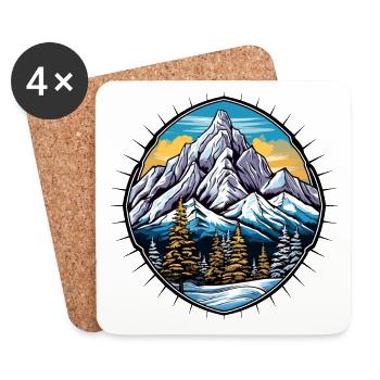Mountains Winter Symbol - Coasters (set of 4) - white - Front