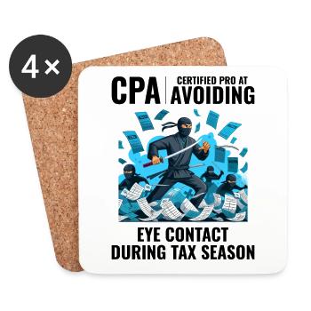 CPA Ninja: Stealth-Modus in der Steuersaison - Untersetzer (4er-Set) - Weiß - Vorne