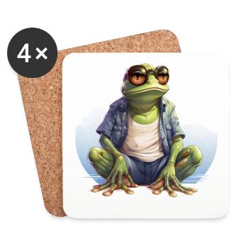Cooler Frosch Frösche Lustige Tiere - Untersetzer (4er-Set) - Weiß - Vorne
