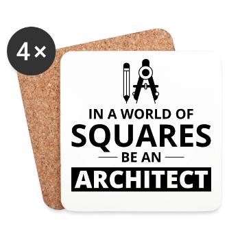 Architectes : Façonner un monde au-delà des carrés ! 🌐 - Dessous de verre (lot de 4) - blanc - Devant