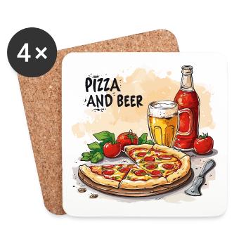Pizza and Beer Food Alcohol Funny Sayings - Coasters (set of 4) - white - Front