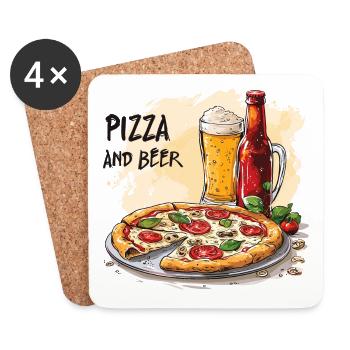 Pizza and Beer Food Alcohol Funny Sayings - Coasters (set of 4) - white - Front