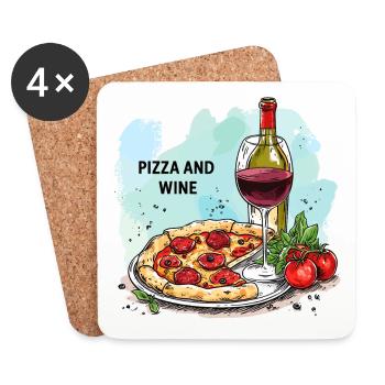 Pizza and Wine Essen Alkohol - Untersetzer (4er-Set) - Weiß - Vorne