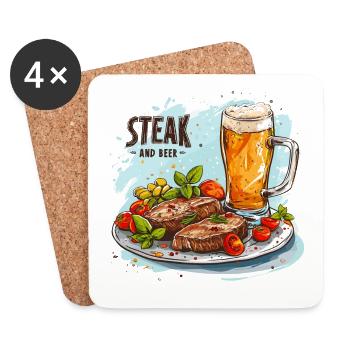 Steak And Beer Eating Alcohol Funny Sayings - Coasters (set of 4) - white - Front