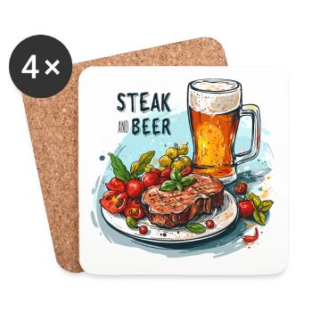 Steak And Beer Eating Alcohol Funny Sayings - Coasters (set of 4) - white - Front