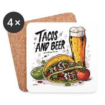 Tacos And Beer Essen Alkohol Lustige Sprüche - Untersetzer (4er-Set) - Weiß - Vorne