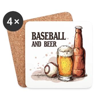 Baseball And Beer Sprüche US Sport - Untersetzer (4er-Set) - Weiß - Vorne