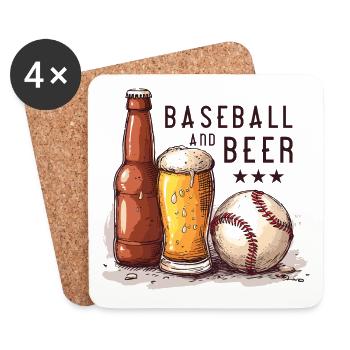 Baseball And Beer Sprüche US Sport - Untersetzer (4er-Set) - Weiß - Vorne