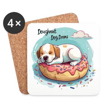 Doughnut Dog Dreams Donut Hunde Träume - Coasters (set of 4) - white - Front
