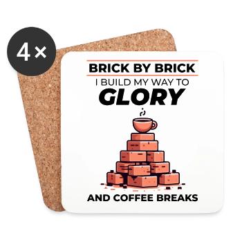 Bricklayer Brick Mason Job Site Humor Coffee Funny - Coasters (set of 4) - white - Front