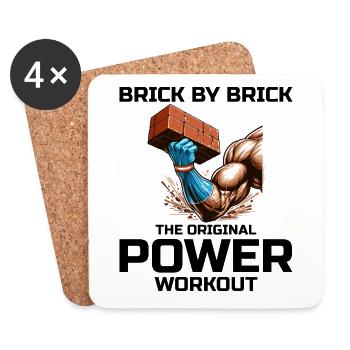 Bricklayer Bricklaying Humor Power Workout Funny - Coasters (set of 4) - white - Front
