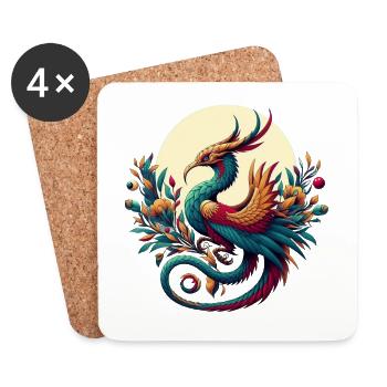 Eleganter Simurgh - Untersetzer (4er-Set) - Weiß - Vorne