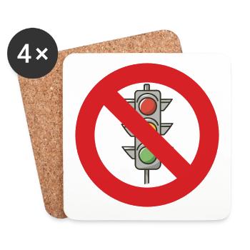 Arrêtez la politique du panneau d’interdiction des feux de circulation - Dessous de verre (lot de 4) - blanc - Devant