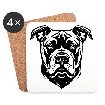 Tête de chien Staffordshire Bull Terrier - Dessous de verre (lot de 4) - blanc - Devant