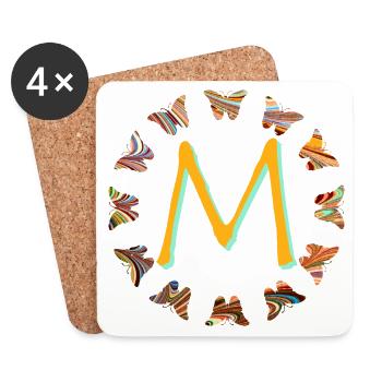 Papillons e 56 m - Dessous de verre (lot de 4) - blanc - Devant