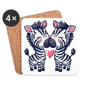 Zebra Comic Couple Love - Coasters (set of 4) - white - Front