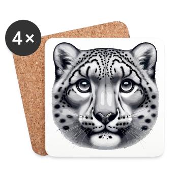 Snow Leopard Leopard White Leopard - Coasters (set of 4) - white - Front