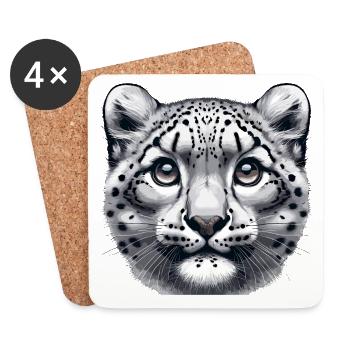 Schneeleopard Leopard Weißer Leopard - Untersetzer (4er-Set) - Weiß - Vorne
