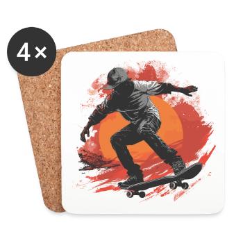 Skateboarder Skateboard Skate Skater Sonne - Untersetzer (4er-Set) - Weiß - Vorne