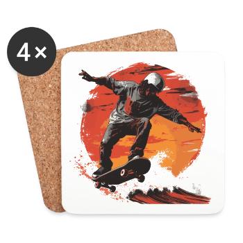 Skateboarder Skateboard Skate Skater Sonne - Untersetzer (4er-Set) - Weiß - Vorne