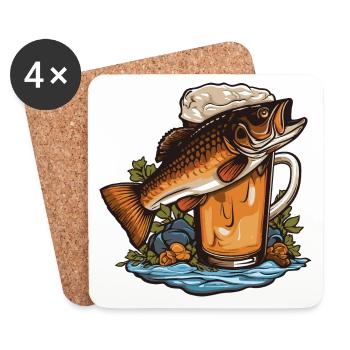 Angeln Bier - Untersetzer (4er-Set) - Weiß - Vorne
