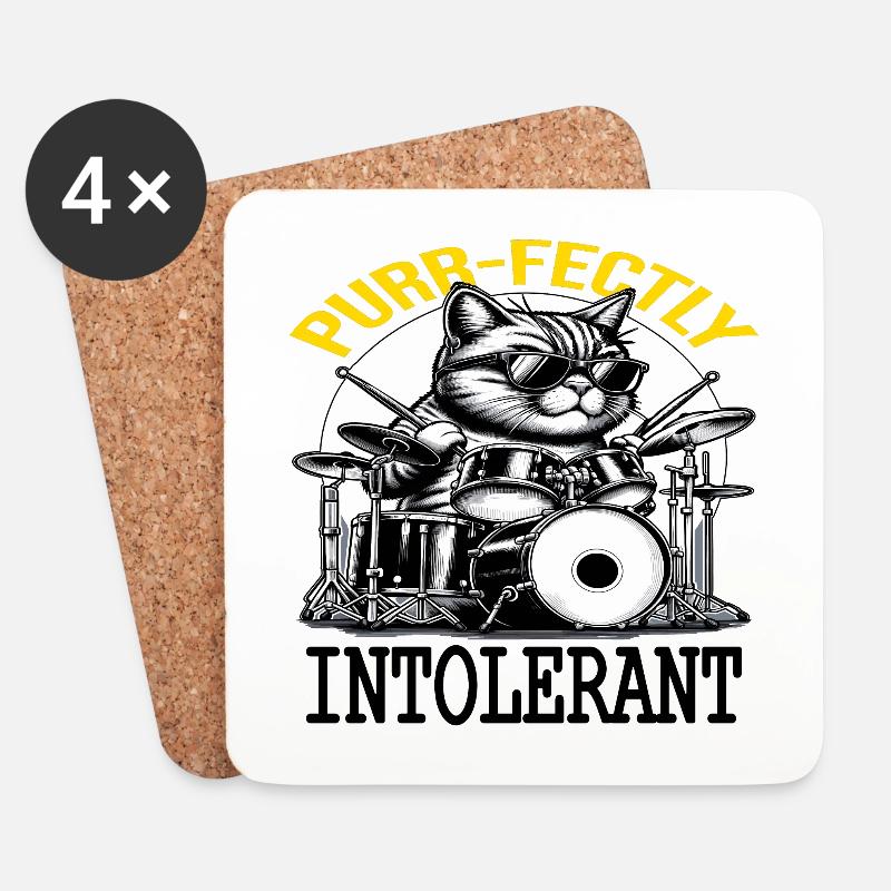 Cat-Schlagzeuger, absolut intoleranter Beat-Meister - Untersetzer (4er-Set) - Weiß