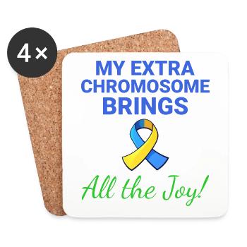 Down-Syndrom-Bewusstsein Joyful Extra Chromosom - Untersetzer (4er-Set) - Weiß - Vorne