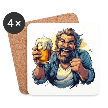 Biertrinker Outfit Vatertag Männerabend - Untersetzer (4er-Set) - Weiß - Vorne
