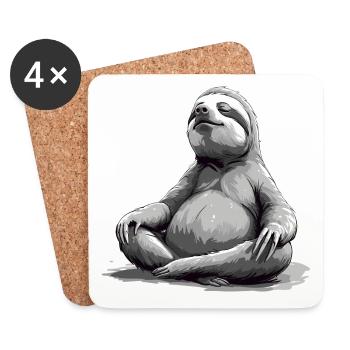 Faultier Yoga Entspannung Chillen Geschenk - Untersetzer (4er-Set) - Weiß - Vorne