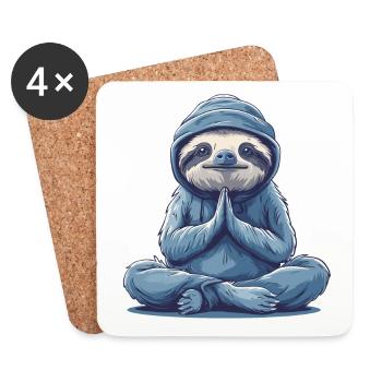 Faultier Yoga Entspannung Chillen Geschenk - Untersetzer (4er-Set) - Weiß - Vorne