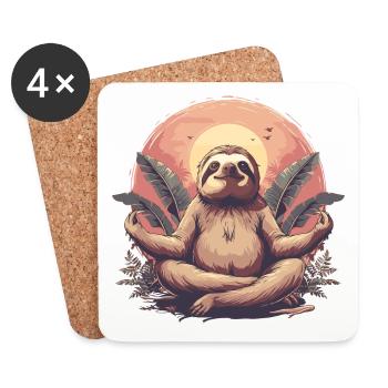 Faultier Yoga Entspannung Chillen Geschenk - Untersetzer (4er-Set) - Weiß - Vorne
