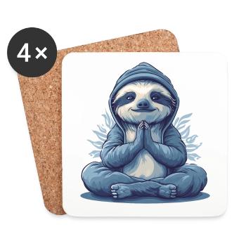Yoga Faultier Entspannung Chillen Meditation - Untersetzer (4er-Set) - Weiß - Vorne