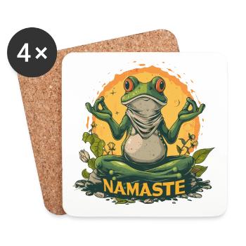 Yoga, Grenouille, Relaxation, Détente, Méditation - Dessous de verre (lot de 4) - blanc - Devant