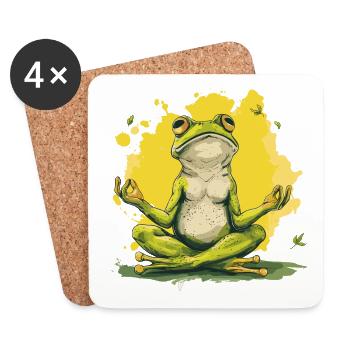 Yoga Frosch Entspannung Chillen Meditation - Untersetzer (4er-Set) - Weiß - Vorne