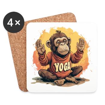 Yoga Monkey Relaxation Chilling Meditation Namaste - Coasters (set of 4) - white - Front