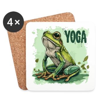 Yoga Frosch Entspannung Chillen Meditation - Untersetzer (4er-Set) - Weiß - Vorne