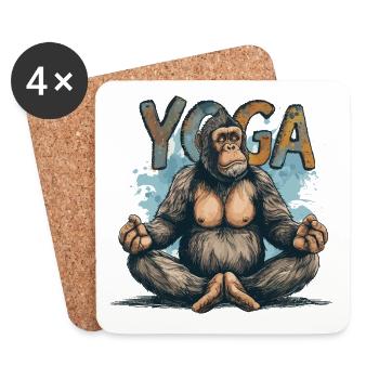 Yoga Monkey Relaxation Chilling Meditation Namaste - Coasters (set of 4) - white - Front