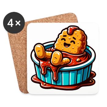 Gebratenes Hähnchen Chicken Wings Hühnchen Geschenk - Untersetzer (4er-Set) - Weiß - Vorne