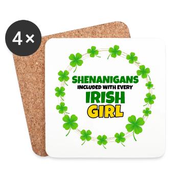 Schabernack inklusive: Irisches Mädchen St. Patrick's Day - Untersetzer (4er-Set) - Weiß - Vorne