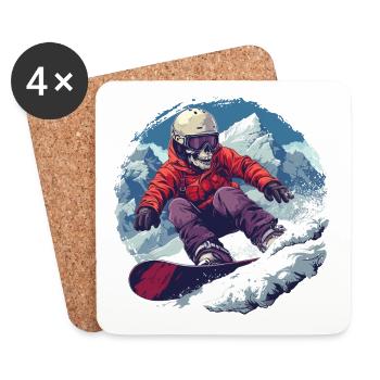 Skull Snowboarder Snowboard Après-Ski - Dessous de verre (lot de 4) - blanc - Devant