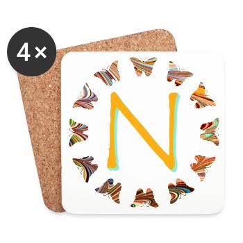 Papillons E 56 N - Dessous de verre (lot de 4) - blanc - Devant