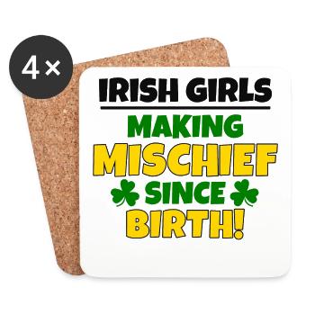 St. Patrick's Day: Irische Mädchen, Unheilstifter - Untersetzer (4er-Set) - Weiß - Vorne