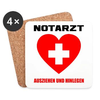 Karneval Fasching Fasnet Notarzt Kostüm - Untersetzer (4er-Set) - Weiß - Vorne